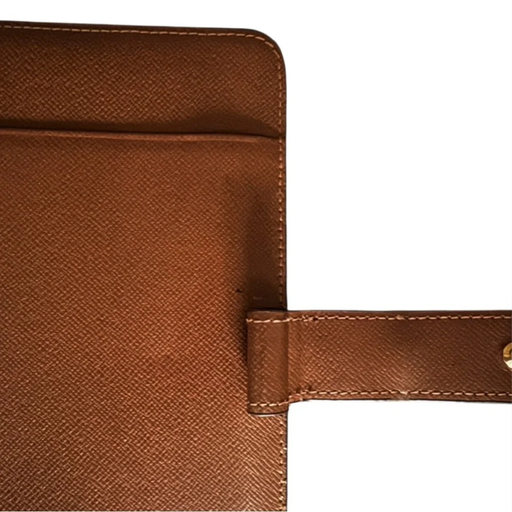 💗VINTAGE LOUIS VUITTON Brown Monogram Ring Agenda Cover Medium PM Gold-Tone HW